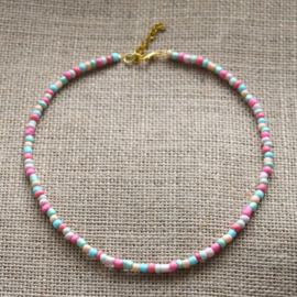 Korte kralen ketting pastel dames