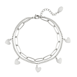 Armband chirurgisch staal Chain met hartjes