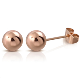 Ronde oorknopjes bolletje rosé goud - 4 mm