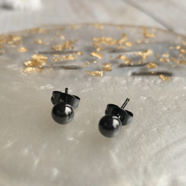Zweerknopjes zwart bolletjes oorsteker Rvs 5 mm