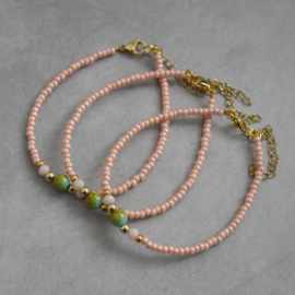 Zalmroze Peach Idhuna Rocailles Armband kralen dames