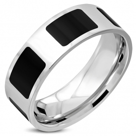 Stoere Stalen mannen ring zwart zilver