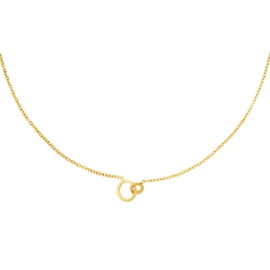 Fijne dames ketting Rvs goud connected circles - 37 cm