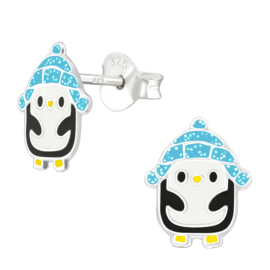 Pinguin kinder Oorbellen Knopjes 925 zilver