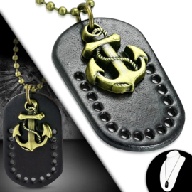 Dogtag Heren Biker ketting met Anker