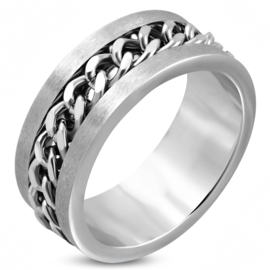 Stalen heren/dames ring schakelketting