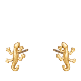 Salamander oorbellen stainless steel goud