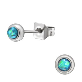 Oorknopjes Stainless steel zilver Blue Beauty