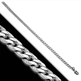 Stoere zilverkleurige Rvs schakelarmband heren - 22 cm