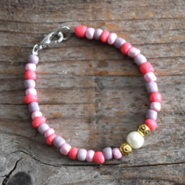 Kralen kinder armband roze lila Alma