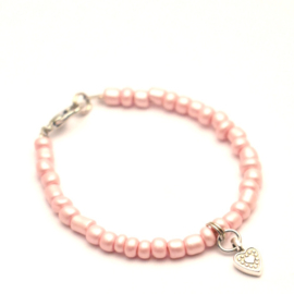 Baby roze parelmoer armband kinderen Little Heart - 14 of 15 cm