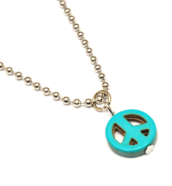 Jongens ketting RVS met turquoise Peace hanger