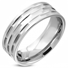 Brede stalen Zilverkleurige dames ring - Ringmaat 16