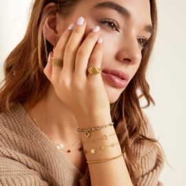 Klavertje vier armband staal goud dames