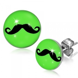 Grappige fluor groene Snor chirurgisch staal oorbellen MUSTACHE Green