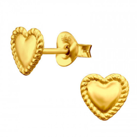 Zilveren Hartjes Oorbellen Knopjes Gold Plated