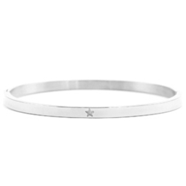 Zilverkleurige Bangle armband Rvs met ster