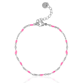 Stalen fijne armband zilver fluor roze Dilana