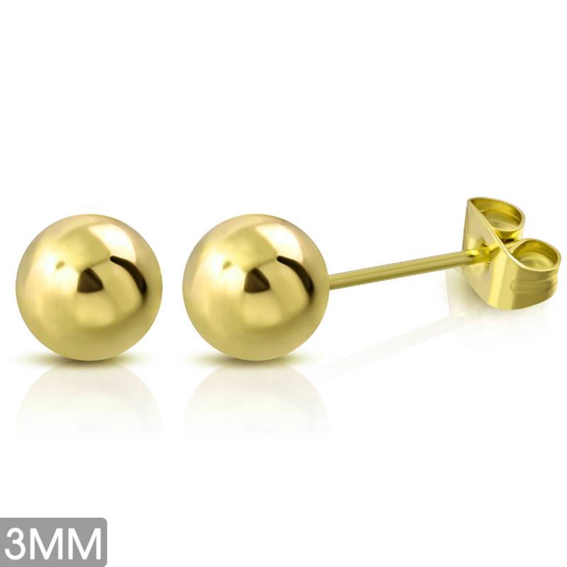 Zweerknopjes goud rvs klein 3 mm