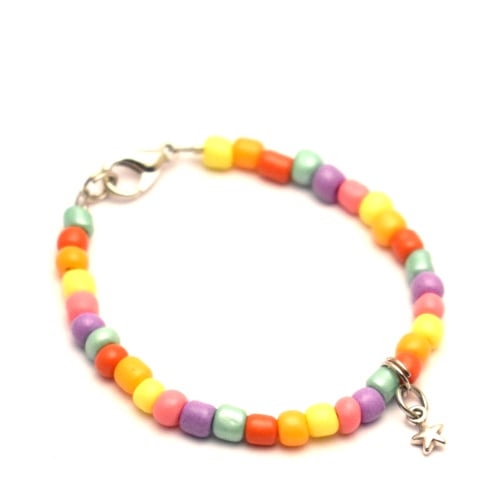 Regenboog kralen armband kinderen - 14 cm