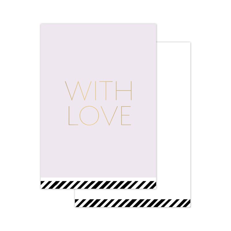 Mini wens kaartje lila met tekst - With Love