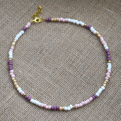 ingesteld Gelijkmatig Morse code Ketting kralen dames lovely purple pink & white