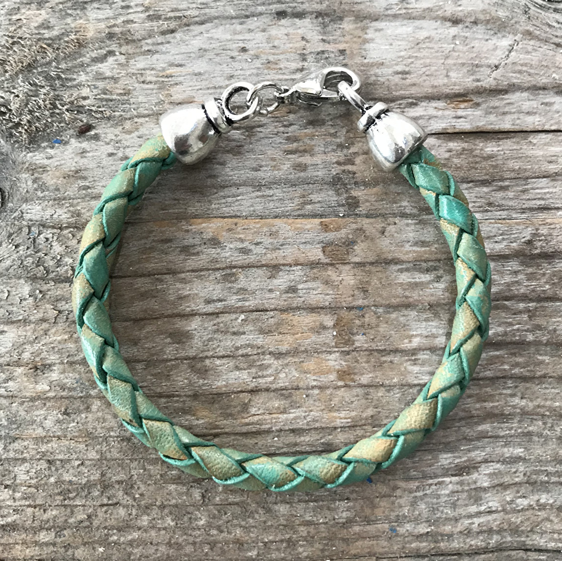 Leren jongens armband turquoise