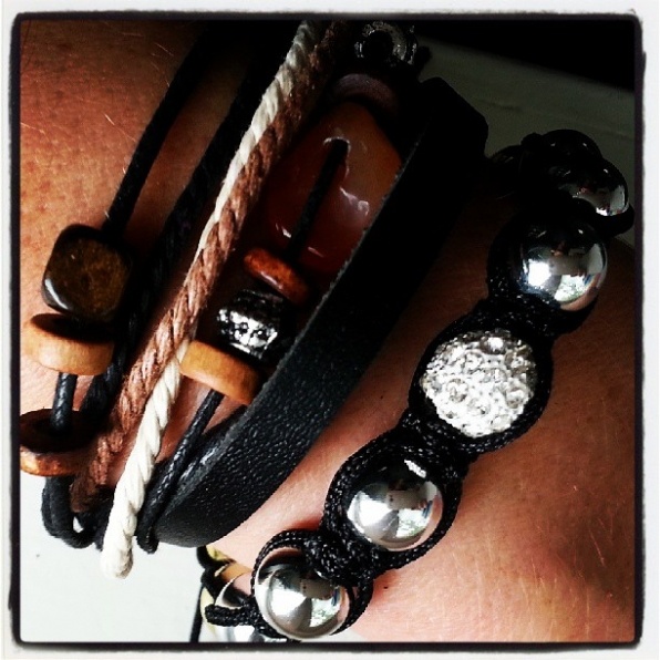 Shamballa en leren surf armband