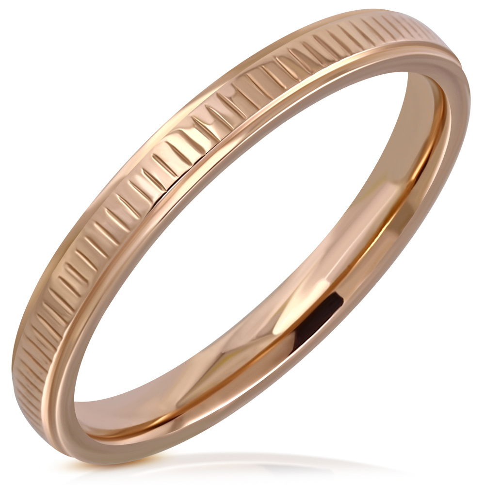 Dames smalle statement ring chirurgisch staal rosé goud