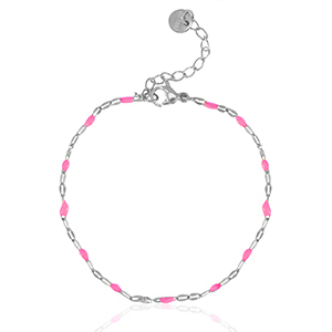 Stalen fijne armband zilver fluor roze Dilana