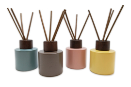 - NEW - Glass Bottle + Reed Sticks for Perfume - Yellow - 60 ml - Set of 6 Pieces - RES13