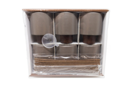 - NIEUW - Glazen fles + stokjes voor parfum - bruin- 60 ml - set 6 stuks - RES12