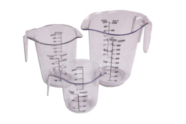 plastic measuring cup set - hard - 3 pieces - 250 ml - 500 ml - 1.000 ml - MEM14