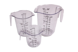 plastic maatbeker set - hard - 3 stuks - 250 ml - 500 ml - 1.000 ml - MEM14