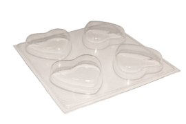 Soap mold - heart - right-angled - 4 units - ZMP019
