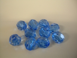 kraal - acryl facet - blauw - 12 mm - 10 stuks - KEB037