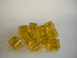 kraal - facet - geel - vierkant - 8 mm - 10 stuks - KEB042