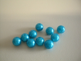 bead - plastic pearl - aqua - 8 mm - 10 units - KEB033