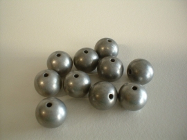 kraal - metal look - mat antiek zilver - 12 mm - 10 stuks - KEB030