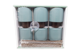 - NIEUW - Glazen fles + stokjes voor parfum - blauw - 60 ml - set 6 stuks - RES11