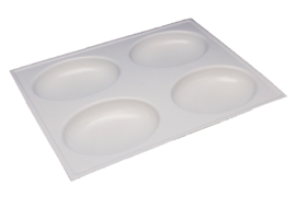  - SALE - Soap mold - Oval round medium - 4 units - (temporarily white)  - ZMP062