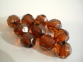 bead -  acrylic facet - smoked brown - 12 mm - 10 units - KEB043