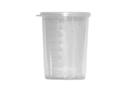 plastic measuring cup / mixing jar + lid - transparent - 200 ml - BEP20