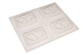  - SALE - Soap mold - rectangle - dubble heart - 4 units - ZMP034