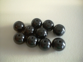 bead - gloss black - round - 10 mm - 10 units - KEB034