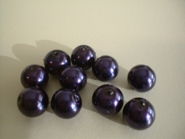 bead - glass pearl - dark purple - 12mm - 10 units - KEB005