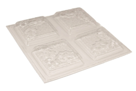  - SALE - Soap mold - Christmas - Square with Holly leaf - 4 units - ZMP052