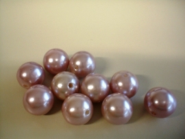 kraal - kunstof parel - roze - 16 mm - 10 stuks - KEB036