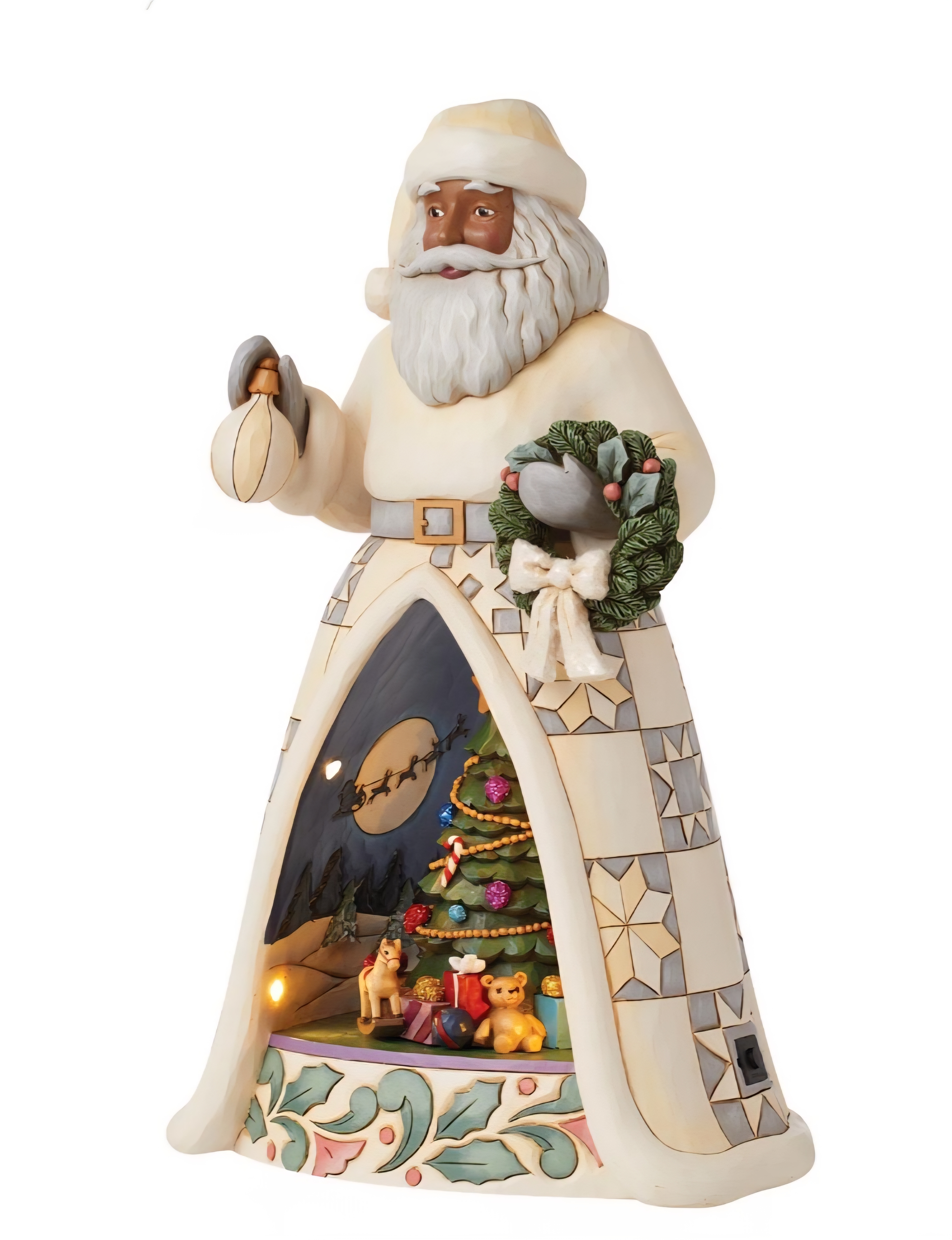 White Woodland Kerstman Donkere huidskleur , Diorama H29cm Jim Shore 6015454 , uitverkocht.