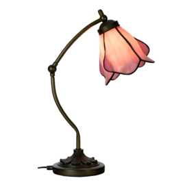 6369 Bureaulamp H46cm met Tiffany kap Pink Flower